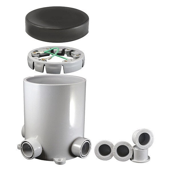 Floor Box Base, PVC, Round, 90.0 cu. in.
