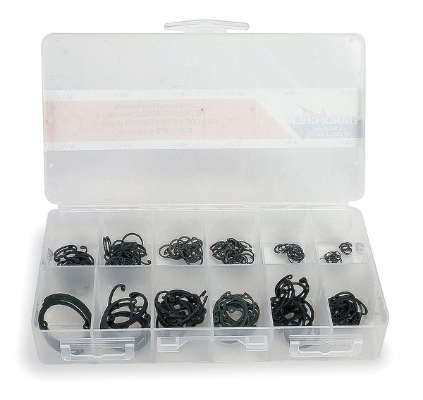 Internal Retaining Ring Assortment, Steel, Phosphate Finish, 12 Sizes