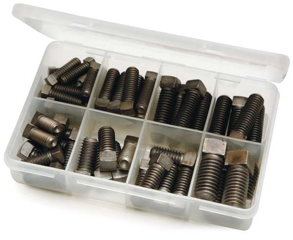 Set Screw Assortment, Steel, Black Oxide Finish, 60 PCS