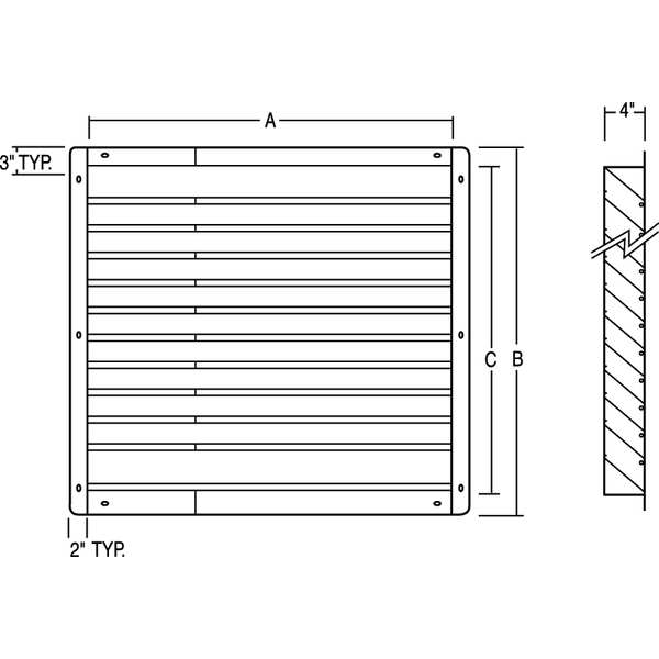 Louver, Intake, 12-18 In, Galvanized Steel