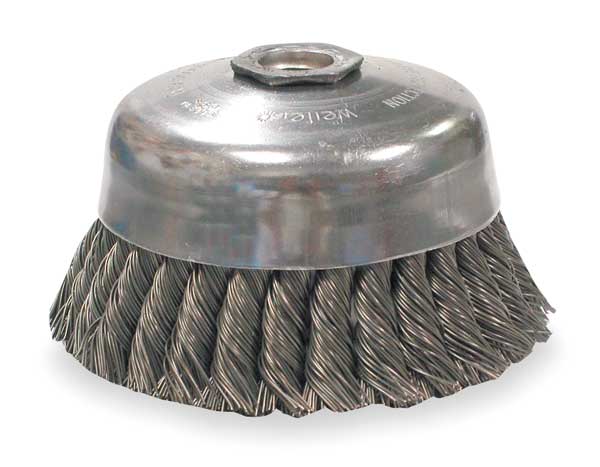 Knot Wire Cup Wire Brush, Threaded Arbor, 5