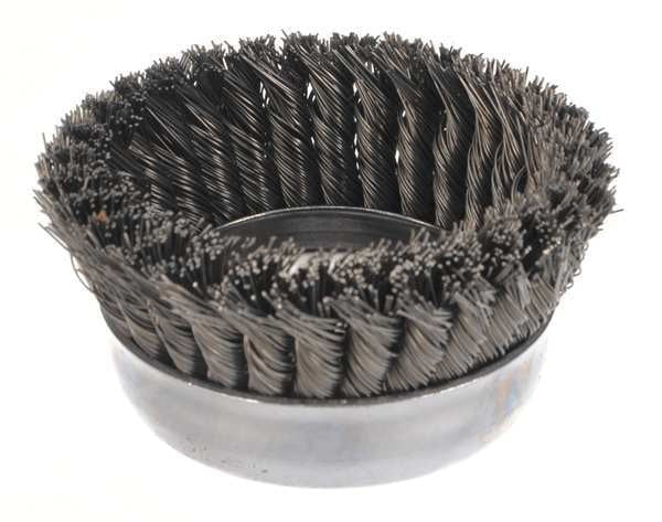 Knot Wire Cup Wire Brush, Threaded Arbor, 5