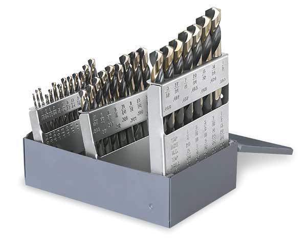 29PC 135Â° Heavy-Duty Mechanics Length Drill Set Cle-Line 1876 Black & Gold HSS 1/16-1/2x1/64
