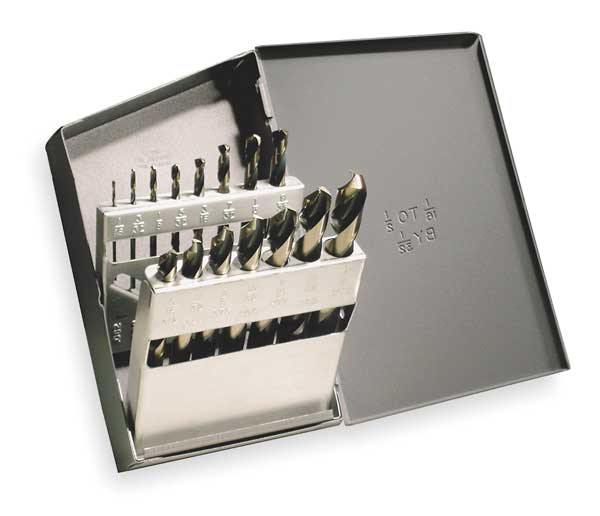 15PC 135Â° Heavy-Duty Mechanics Length Dril Set Cle-Line 1875R Black & Gold HSS 1/16-1/2x1/32