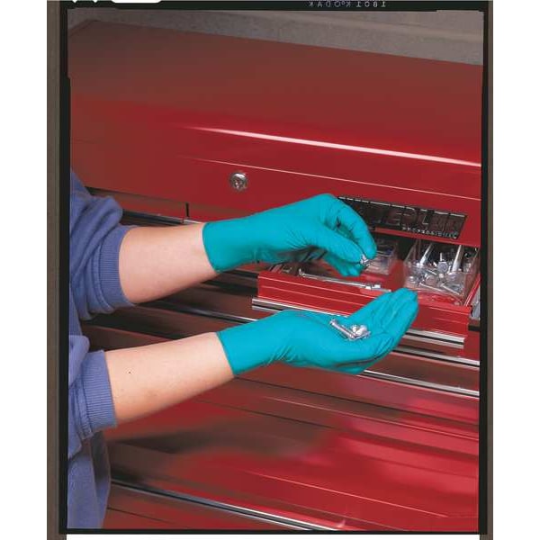 TouchNTuff, 9 1/2 in Chemical Resistant Gloves, Nitrile, Powder-Free, Large (9), 5 mil, 100 Pack