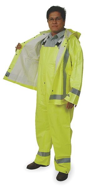 Jacket w/Detach Hood, Hi-Vis Yellow/Green, XL