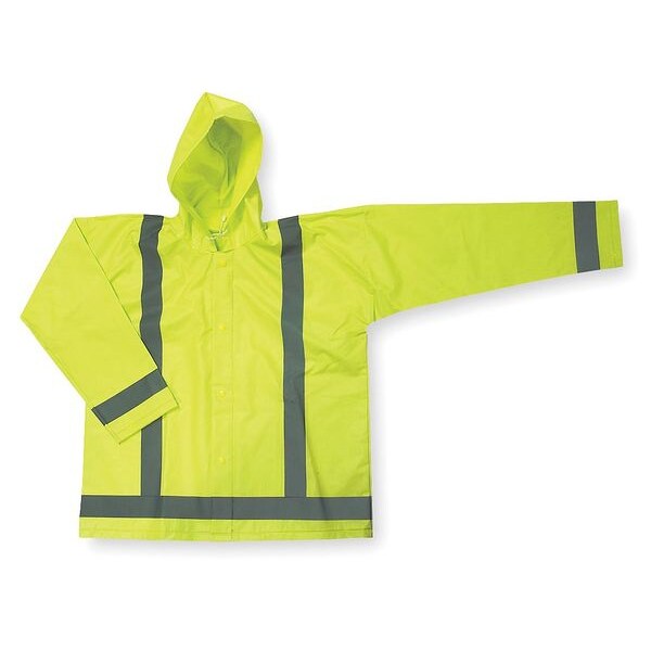 Jacket w/Detach Hood, Hi-Vis Yellow/Green, 4XL