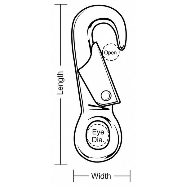 Eyelet Spring Snap, L 4 3/4 In
