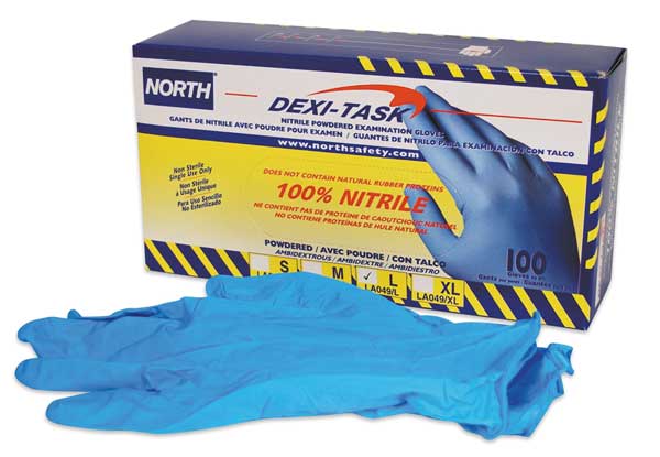 Disposable Dexi-Task Exam Grade Gloves, Nitrile, Powder Free, Blue, S, 100 PK