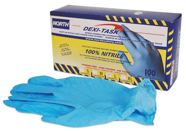 Disposable Dexi-Task Exam Grade Gloves, Nitrile, Powder Free, Blue, L, 100 PK