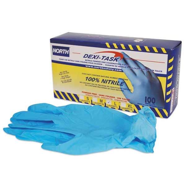 Disposable Dexi-Task Exam Grade Gloves, Nitrile, Powder Free, Blue, XL, 100 PK