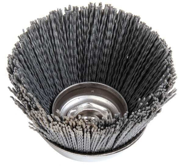 Cup Wire Brush, Threaded Arbor, 3-1/2
