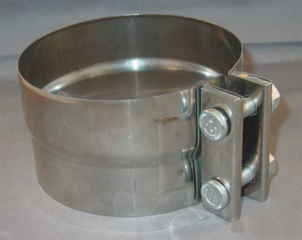 Metal Exhaust Clamps, ID 4 3/16 In, Silver