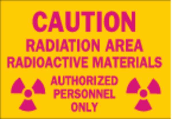 Caution Radiation Sign, 10 in H, 14 in W, Aluminum, Rectangle, 42860