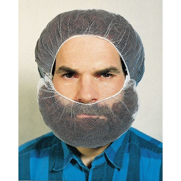 Beard Net Cover, Polyester, White, Size Universal, 100 Per Bag