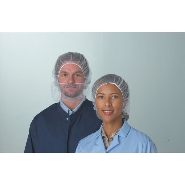 Hairnet, Polyester, 24 in, Size Large, White, 100 Pack