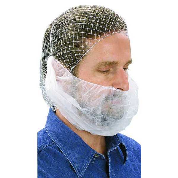 Beard Restraint Cover, Polypropylene, Universal Size, White, 100 Per Bag