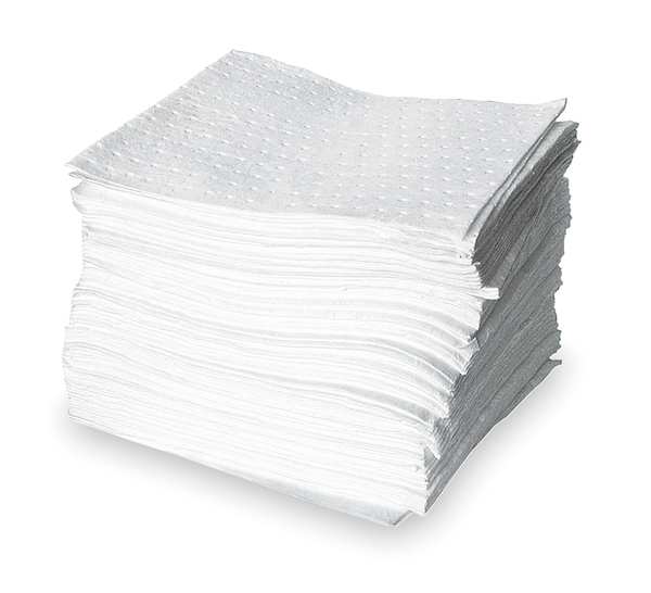 Sorbents, 26.4 gal. Oil Absorbed, White, Renewable Natural Fibers, 100 PK