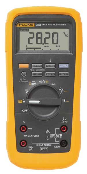 Digital Multimeter, 1,000 Max. AC Volts, 1,000 Max. DC Volts, 10 Max. AC Amps, 10 Max. DC Amps