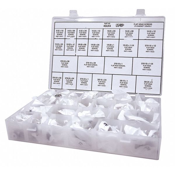 Screw Assortment, Alloy Steel, Chrome Plated Finish