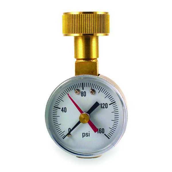 Pressure Gauge, 0 to 160 psi, 3/4 in FGHT, Steel, Black