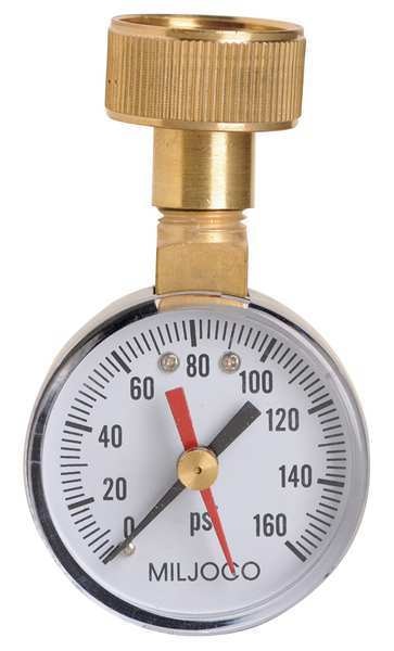 Pressure Gauge, 0 to 160 psi, 3/4 in FGHT, Steel, Black