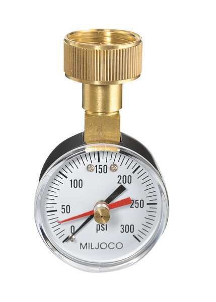 Pressure Gauge, 0 to 300 psi, 3/4 in FGHT, Steel, Black