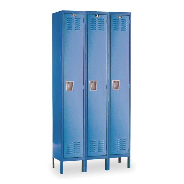 Wardrobe Locker, 36 in W, 18 in D, 78 in H, (1) Tier, (3) Wide, Marine Blue