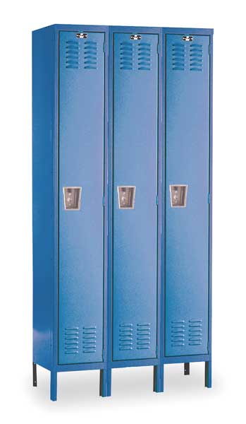 Wardrobe Locker, 36 in W, 12 in D, 78 in H, (1) Tier, (3) Wide, Marine Blue