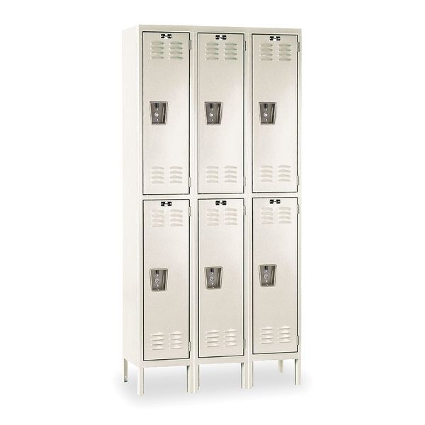 Wardrobe Locker, 36 in W, 15 in D, 78 in H, (2) Tier, (3) Wide, Tan