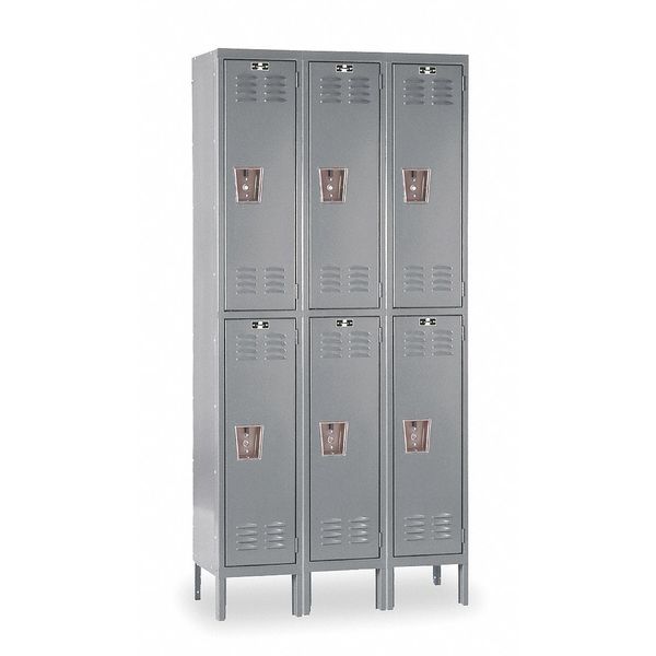Wardrobe Locker, 36 in W, 18 in D, 78 in H, (2) Tier, (3) Wide, Dark Gray