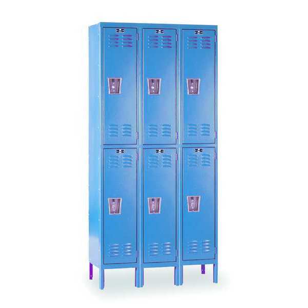 Wardrobe Locker, 36 in W, 12 in D, 78 in H, (2) Tier, (3) Wide, Marine Blue