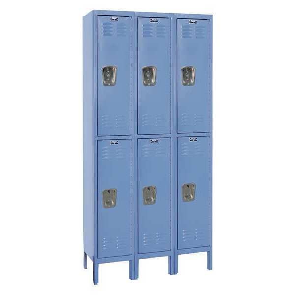 Wardrobe Locker, 36 in W, 15 in D, 78 in H, (2) Tier, (3) Wide, Marine Blue
