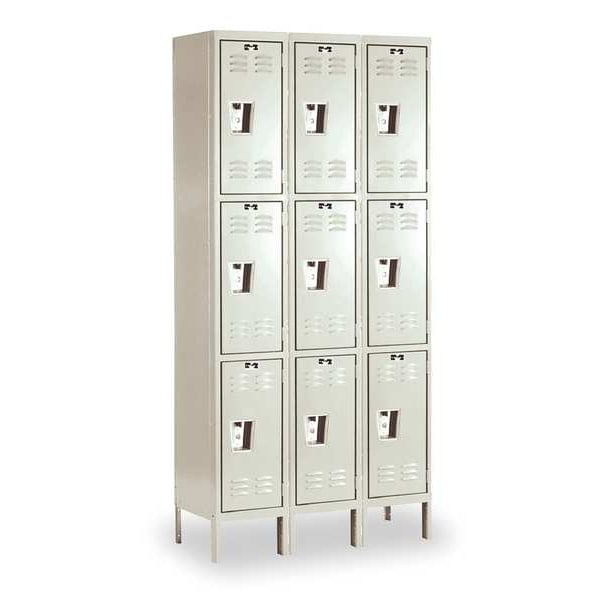 Wardrobe Locker, 36 in W, 12 in D, 78 in H, (3) Tier, (3) Wide, Tan