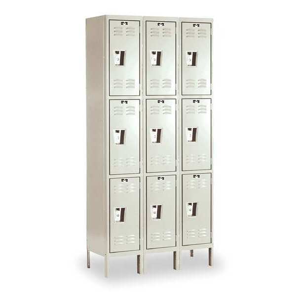 Wardrobe Locker, 36 in W, 18 in D, 78 in H, (3) Tier, (3) Wide, Tan