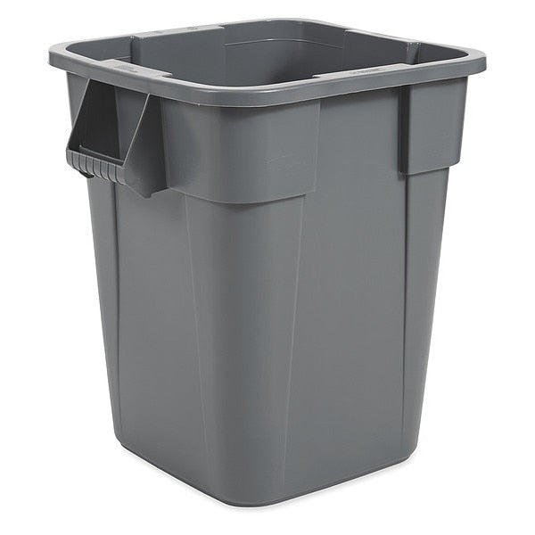 40 gal Square Trash Can, Gray, 27 in Dia, None, LLDPE
