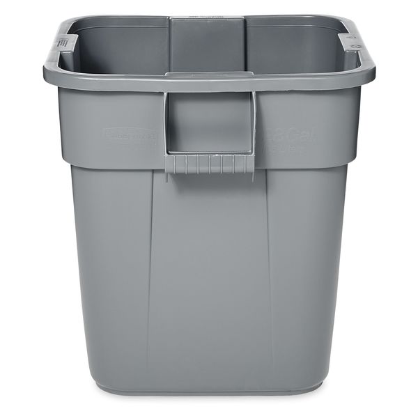 28 gal Square Trash Can, Gray, 25 in Dia, None, LLDPE