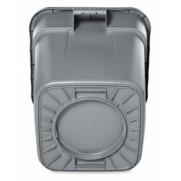 28 gal Square Trash Can, Gray, 25 in Dia, None, LLDPE