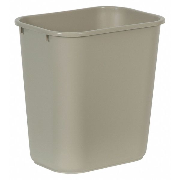 Rectangular Wastebasket, 7 gal, LLDPE, Open Top, Plastic, Beige