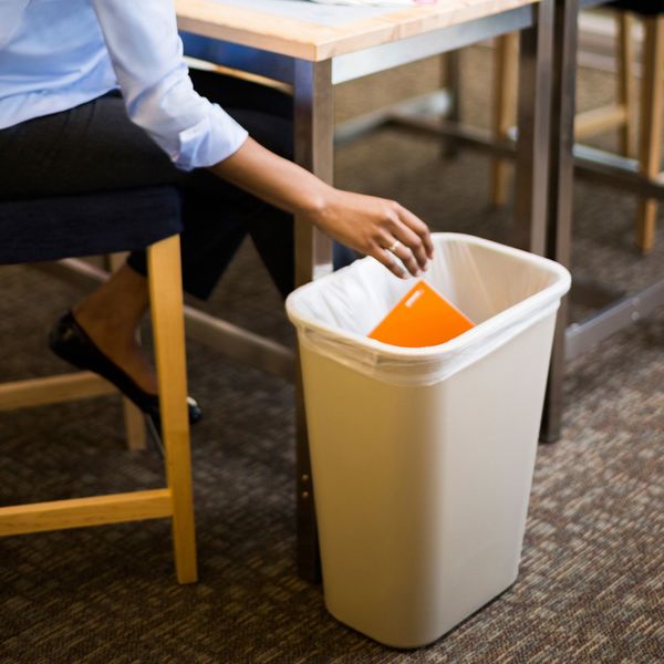 10 gal Rectangular Trash Can, Beige, 15 1/4 in Dia, None, LLDPE