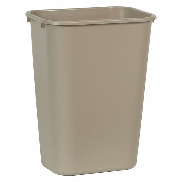 10 gal Rectangular Trash Can, Beige, 15 1/4 in Dia, None, LLDPE