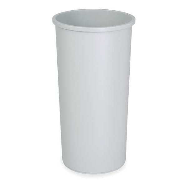 22 gal Round Trash Can, Gray, 15 3/4 in Dia, None, LLDPE