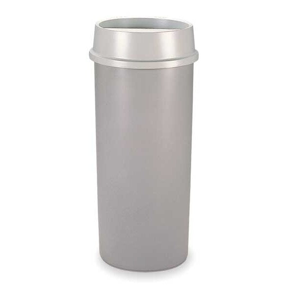 22 gal Round Trash Can, Gray, 15 3/4 in Dia, None, LLDPE