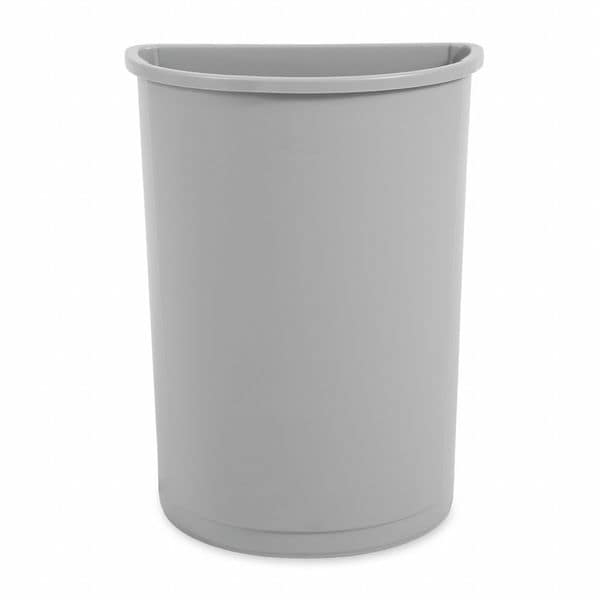 21 gal Half-Round Trash Can, Gray, 21 in Dia, None, LLDPE