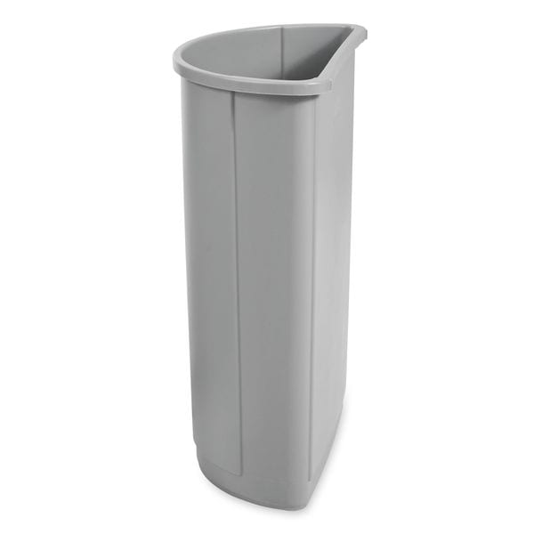 21 gal Half-Round Trash Can, Gray, 21 in Dia, None, LLDPE