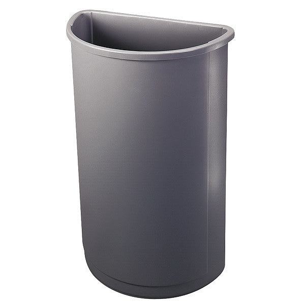 21 gal Half-Round Trash Can, Gray, 21 in Dia, None, LLDPE