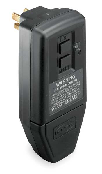Plug-In GFCI, Blk, 15A, 5-15P, Indoor, 120VAC