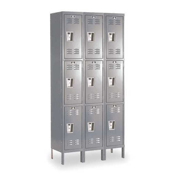 Wardrobe Locker, 36 in W, 15 in D, 78 in H, (3) Tier, (3) Wide, Dark Gray