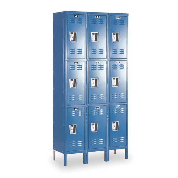 Wardrobe Locker, 36 in W, 12 in D, 78 in H, (3) Tier, (3) Wide, Marine Blue