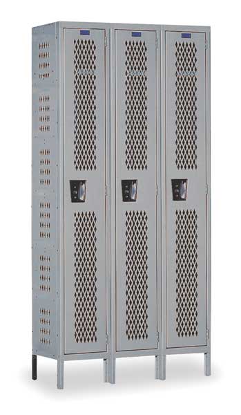 Wardrobe Locker, 54 in W, 21 in D, 78 in H, (1) Tier, (3) Wide, Dark Gray